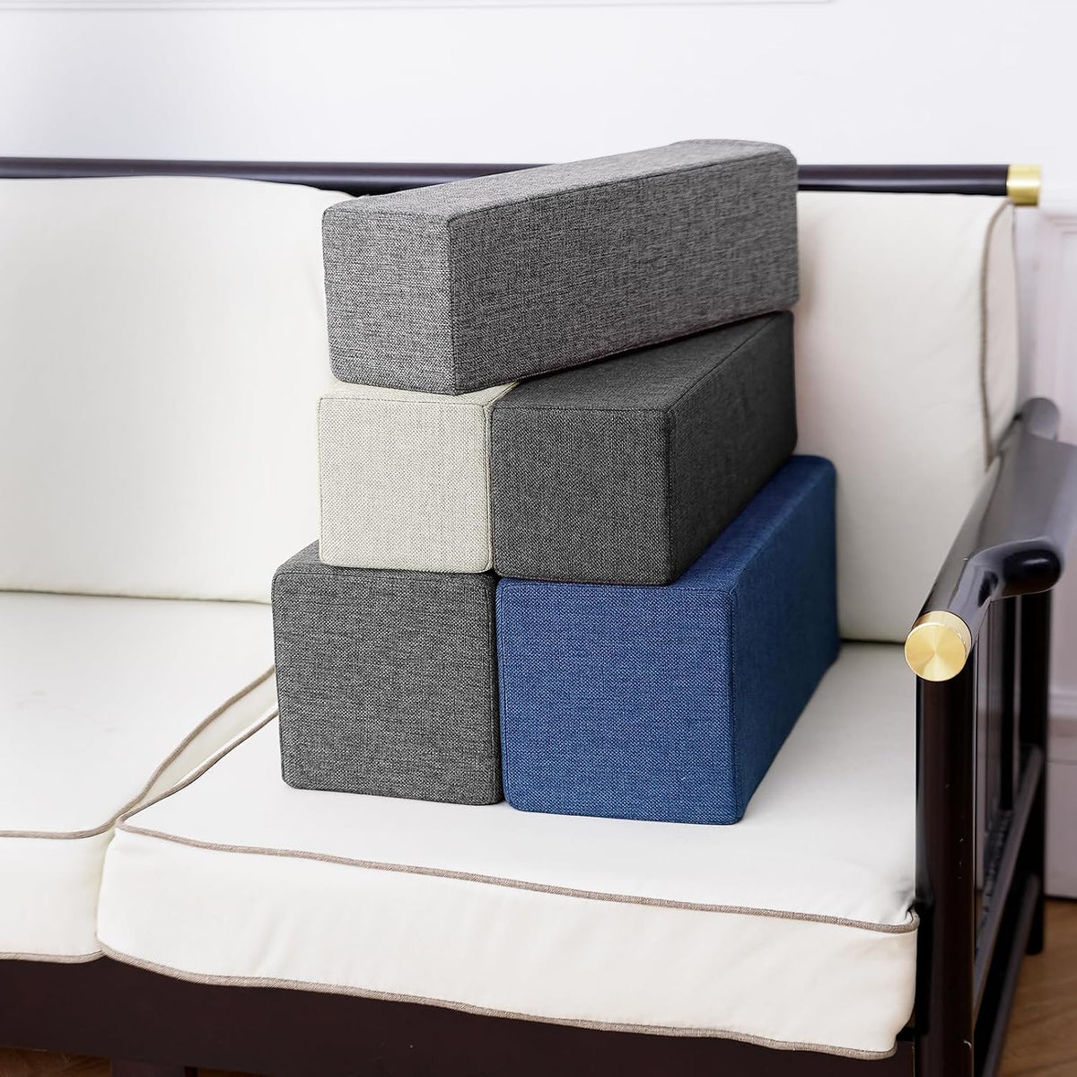 5.9x5.9x19.7 IN foam backrest pillows in Linen Dark Grey, alternate view 6
