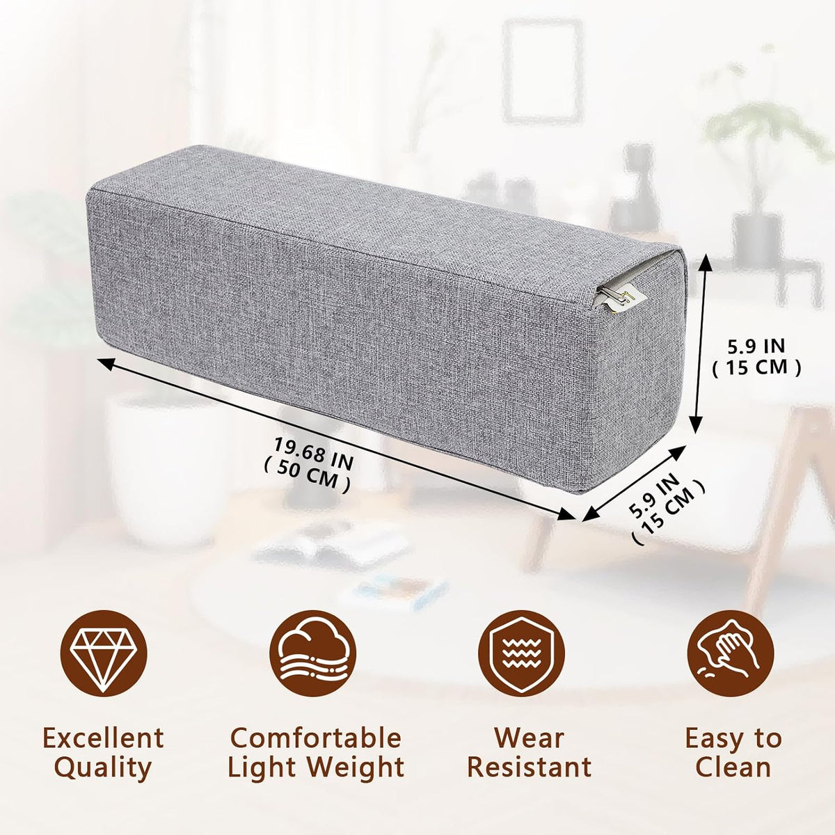 5.9x5.9x19.7 IN foam backrest pillows in Linen Grey, alternate view 2