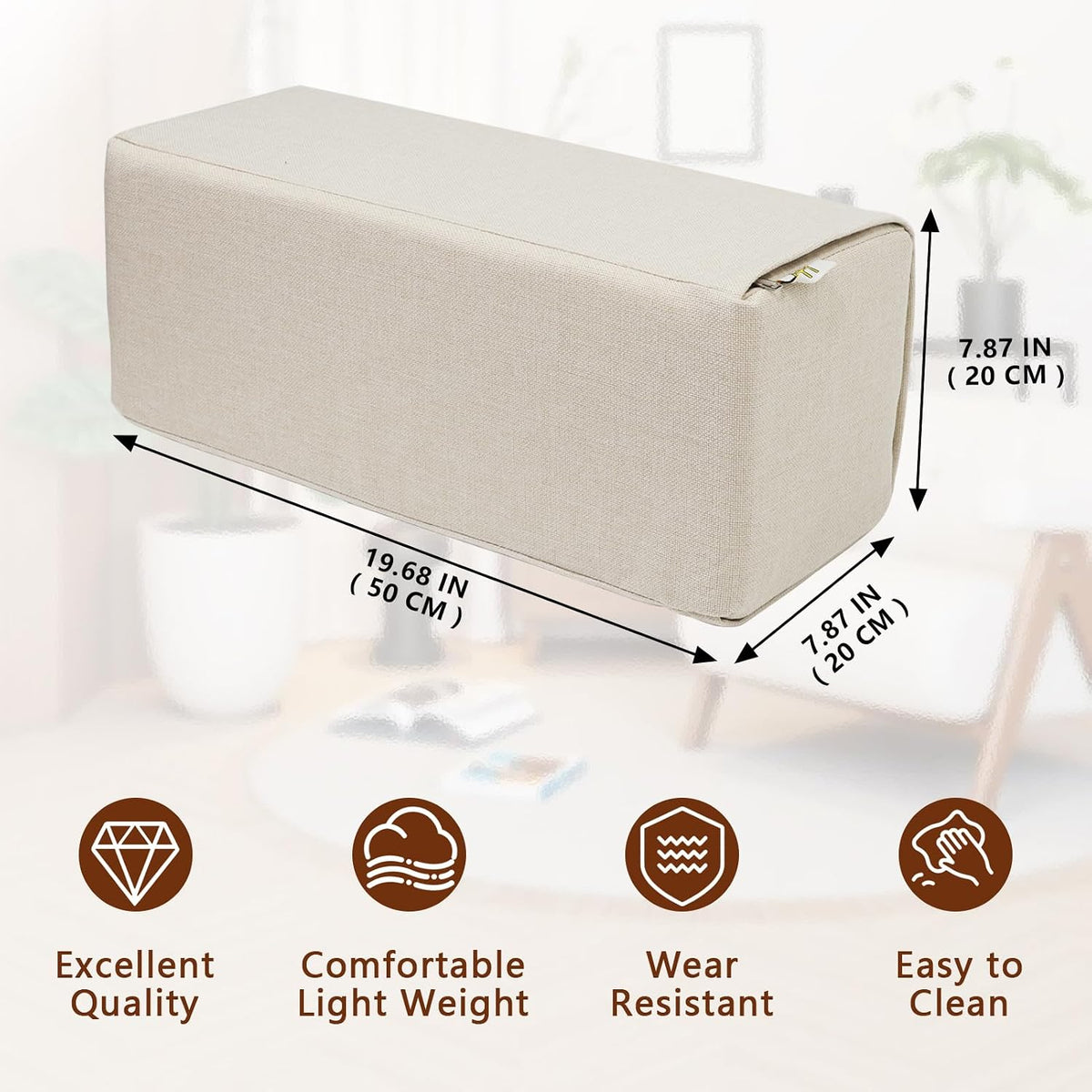 7.9x7.9x19.7 IN foam backrest pillows in Linen Beige, alternate view 2