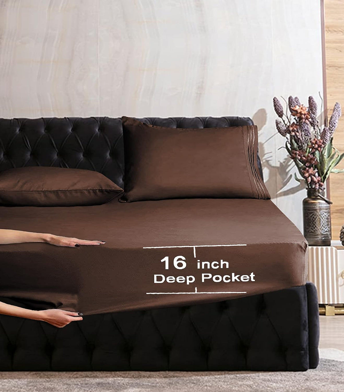 California King microfiber bedding sets in Brown, alternate view 4