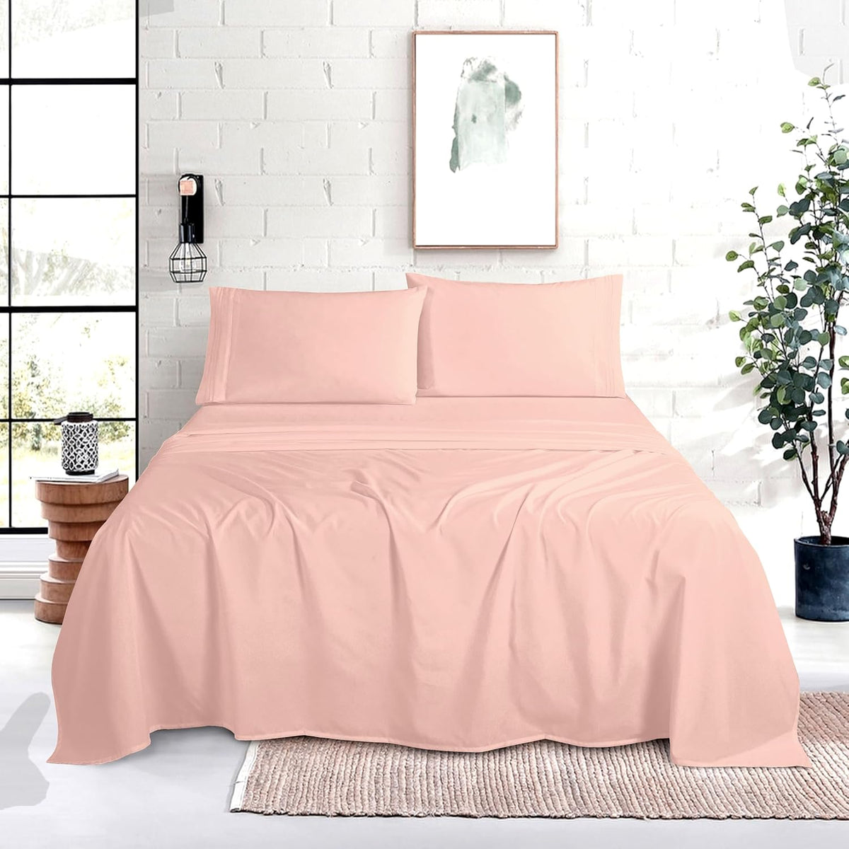 King - EXTRA DEEP Pocket microfiber bedding sets in Blush Pink, alternate view 2