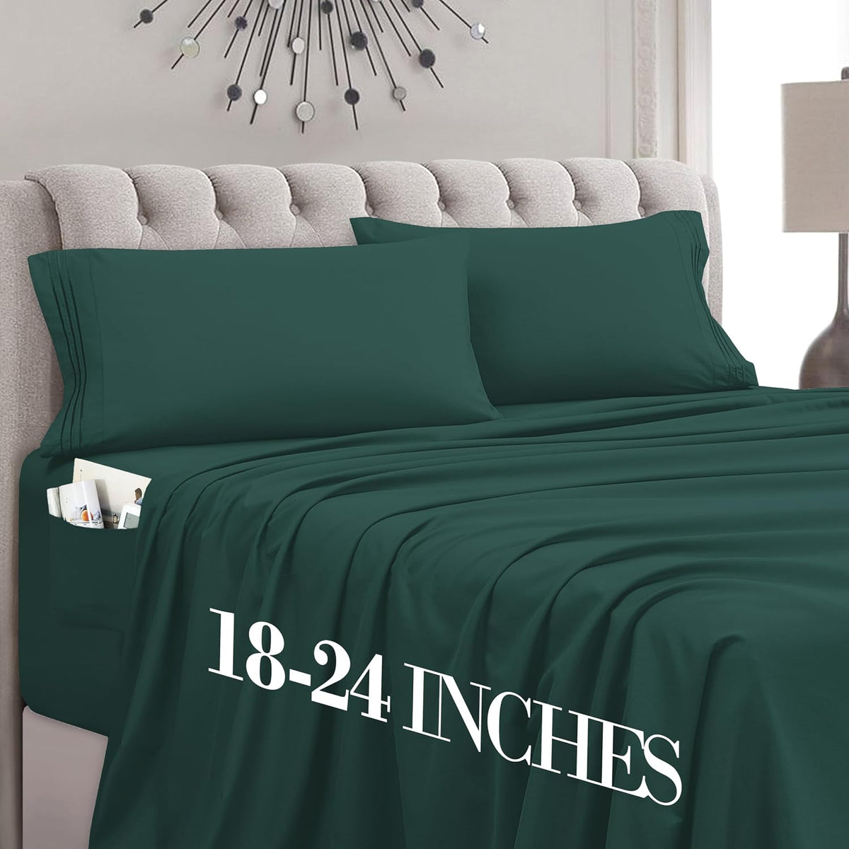 King - EXTRA DEEP Pocket microfiber bedding sets in Hunter Green