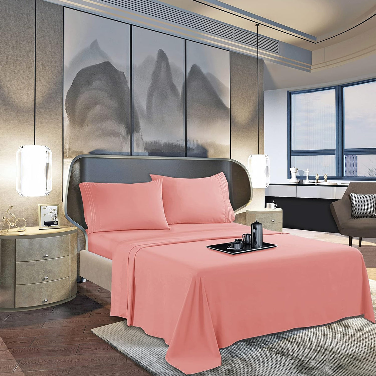 King microfiber bedding sets in Dusty Rose, alternate view 2
