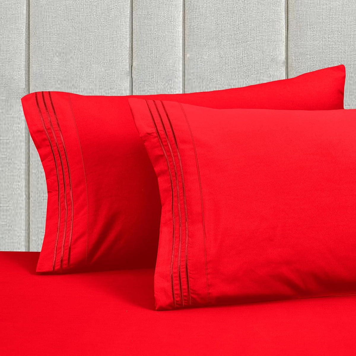 Twin XL - EXTRA DEEP Pocket microfiber bedding sets in Red, alternate view 6