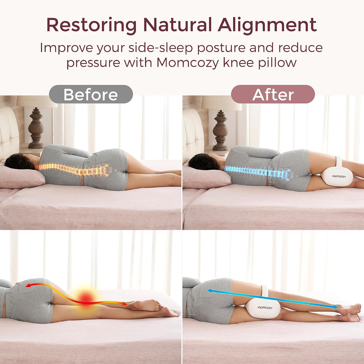 General memory foam knee & leg pillows in Ivory, alternate view 2
