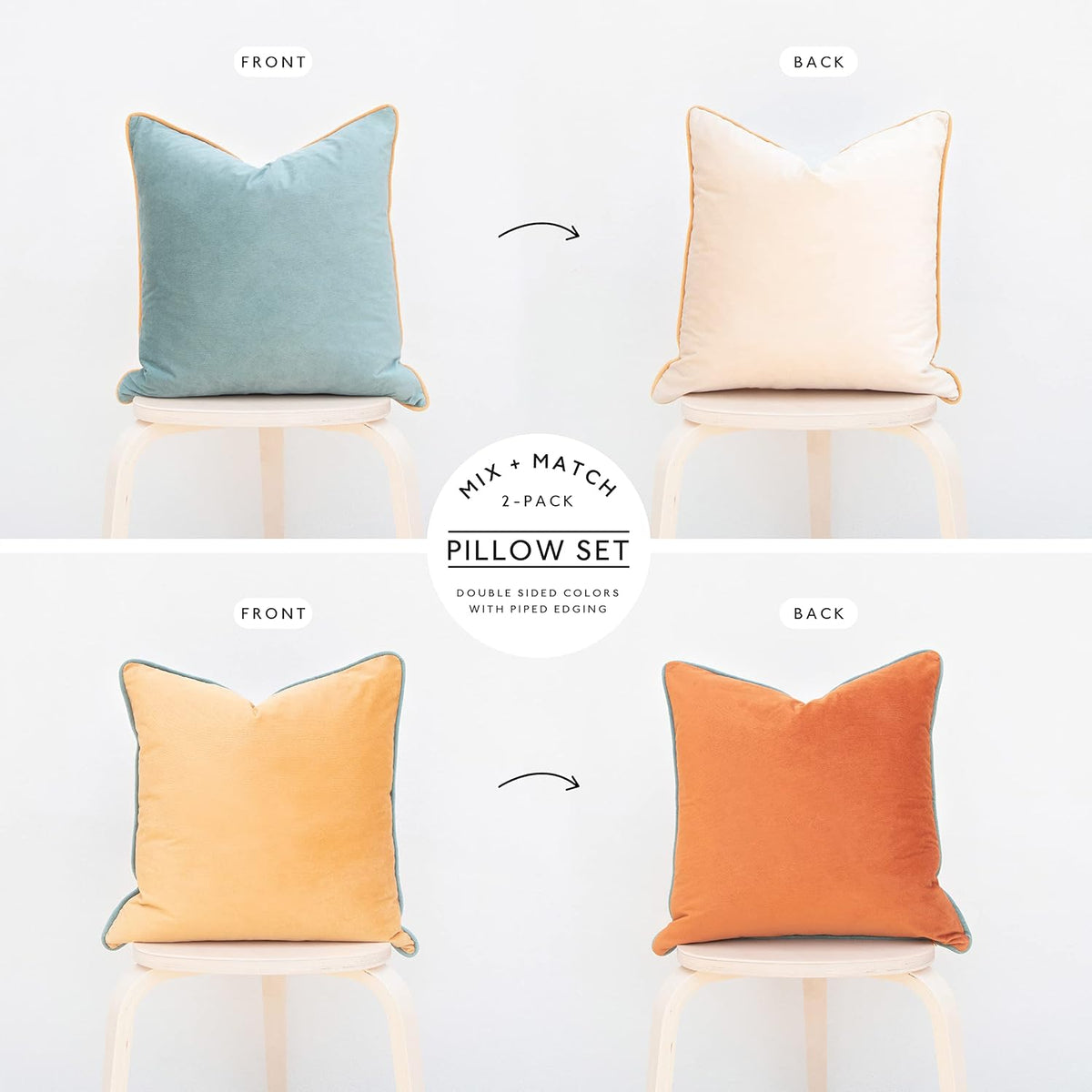 24"L x 24"W velvet throw pillow accessories in Orange/Teal, alternate view 4