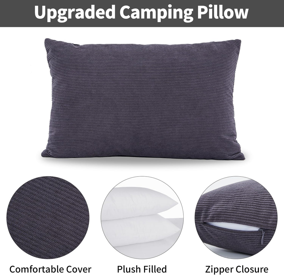 Small-2 Pack polyester travel pillows in Grey, alternate view 3