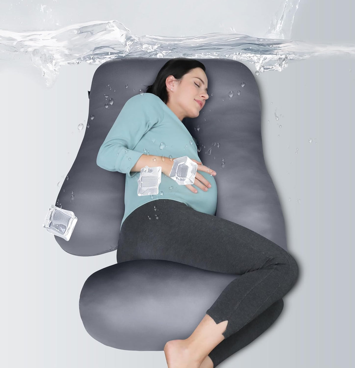 Cooling Cover - 65 Inch polyester pregnancy & maternity pillows in Dark Grey