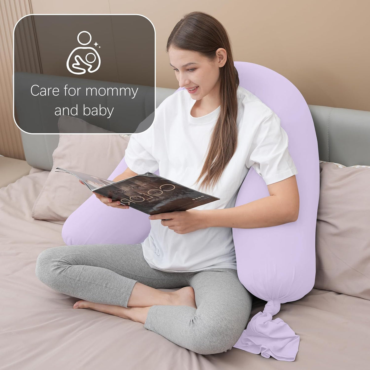 I-shaped-Cooling Cover-54 In polyester pregnancy & maternity pillows in Purple, alternate view 7