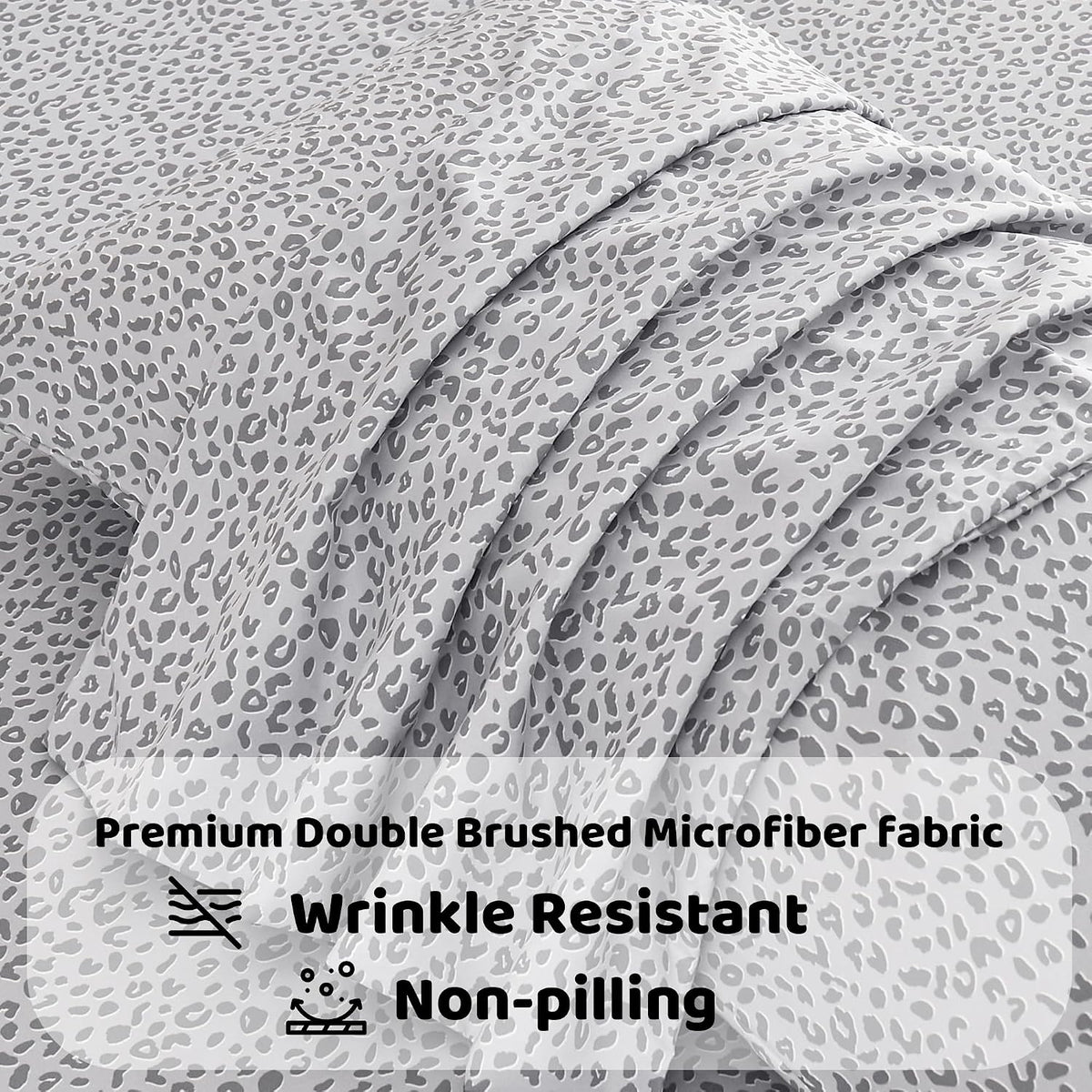 King microfiber bedding sets in Grey Leopard, alternate view 4
