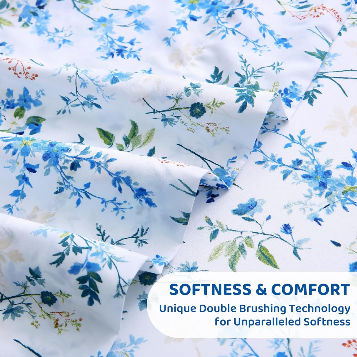 Queen microfiber bedding sets in Blue Green Flower, alternate view 7
