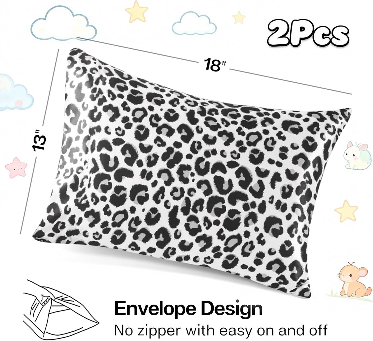 Toddler(13"x18") polyester pillowcases in White Leopard, alternate view 2