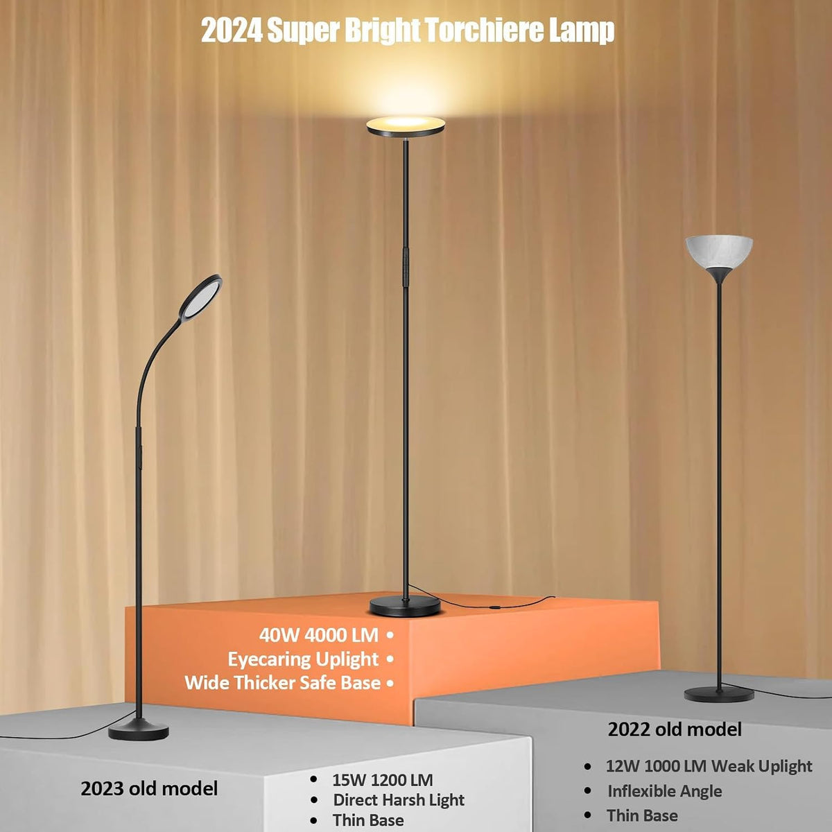 10"D x 10"W x 68.97"H metal floor lamps, alternate view 2