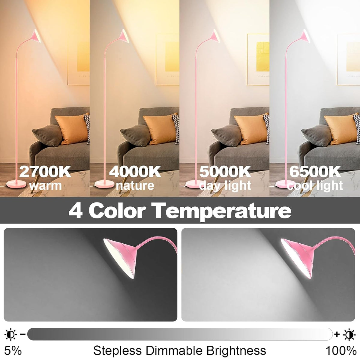 8.7"D x 8.7"W x 76"H floor lamps, alternate view 5