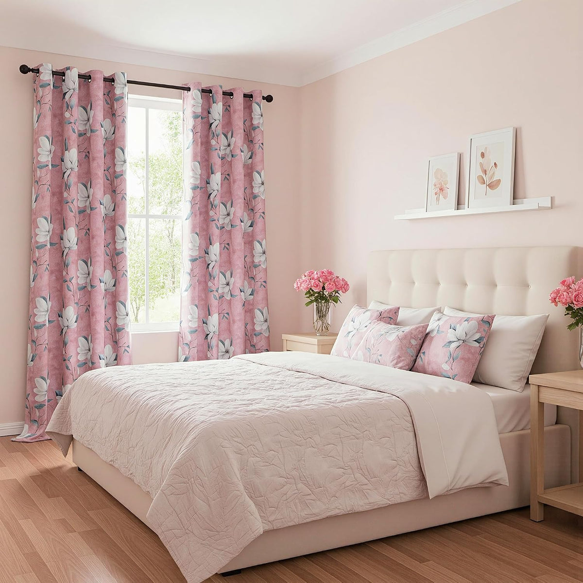 96"L x 52"W fabric curtains in Pink, alternate view 7