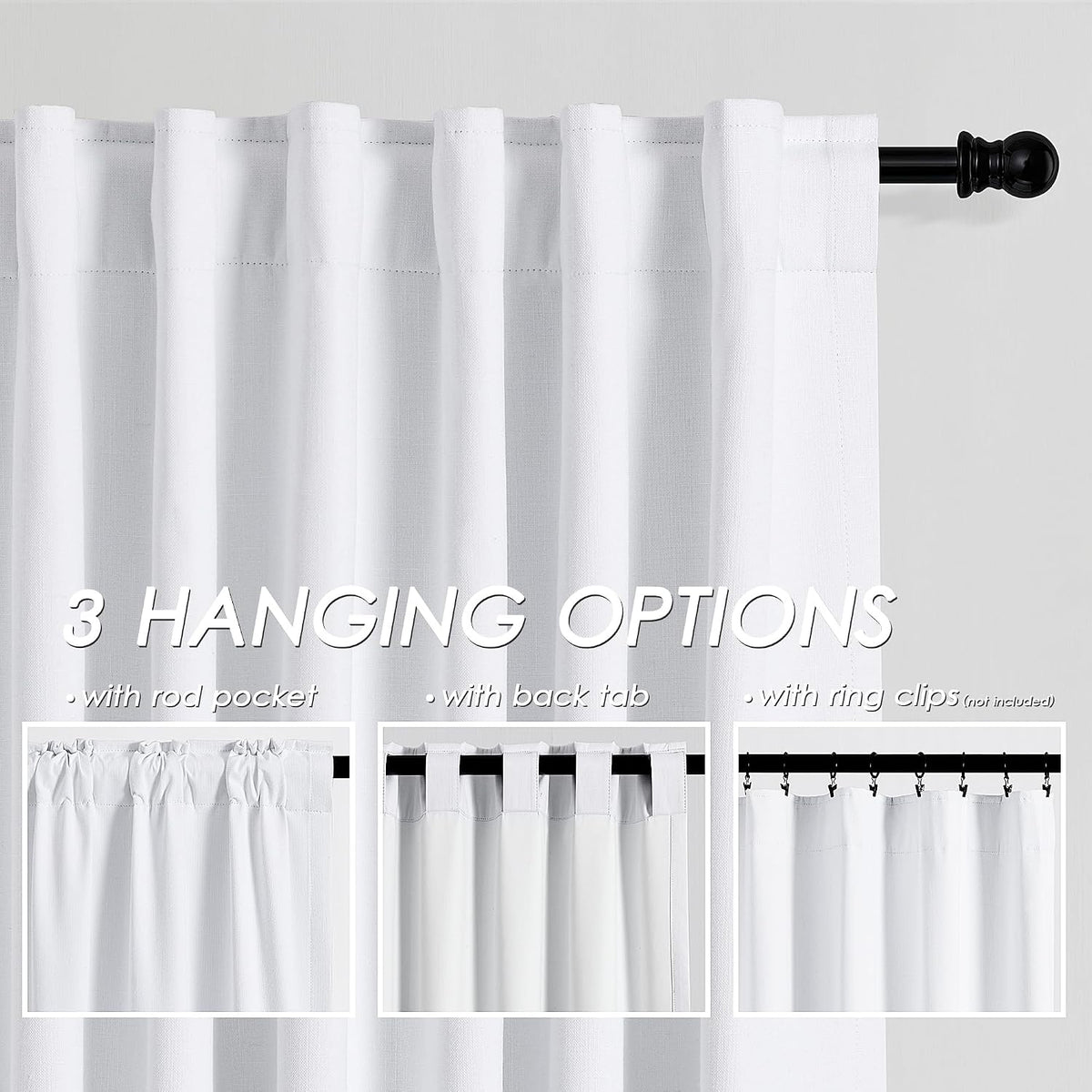 105"L x 52"W linen curtains in White, alternate view 4
