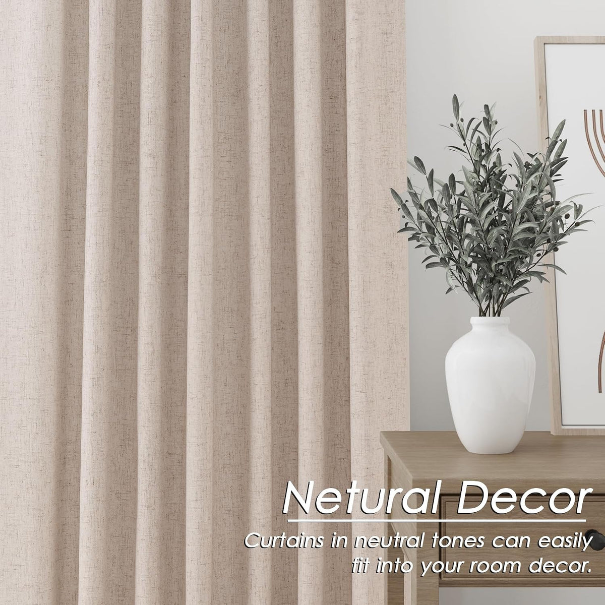 120"L x 52"W linen curtains in Oatmeal, alternate view 7