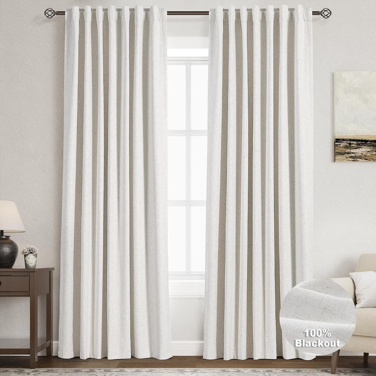80"L x 52"W linen curtains in Natural