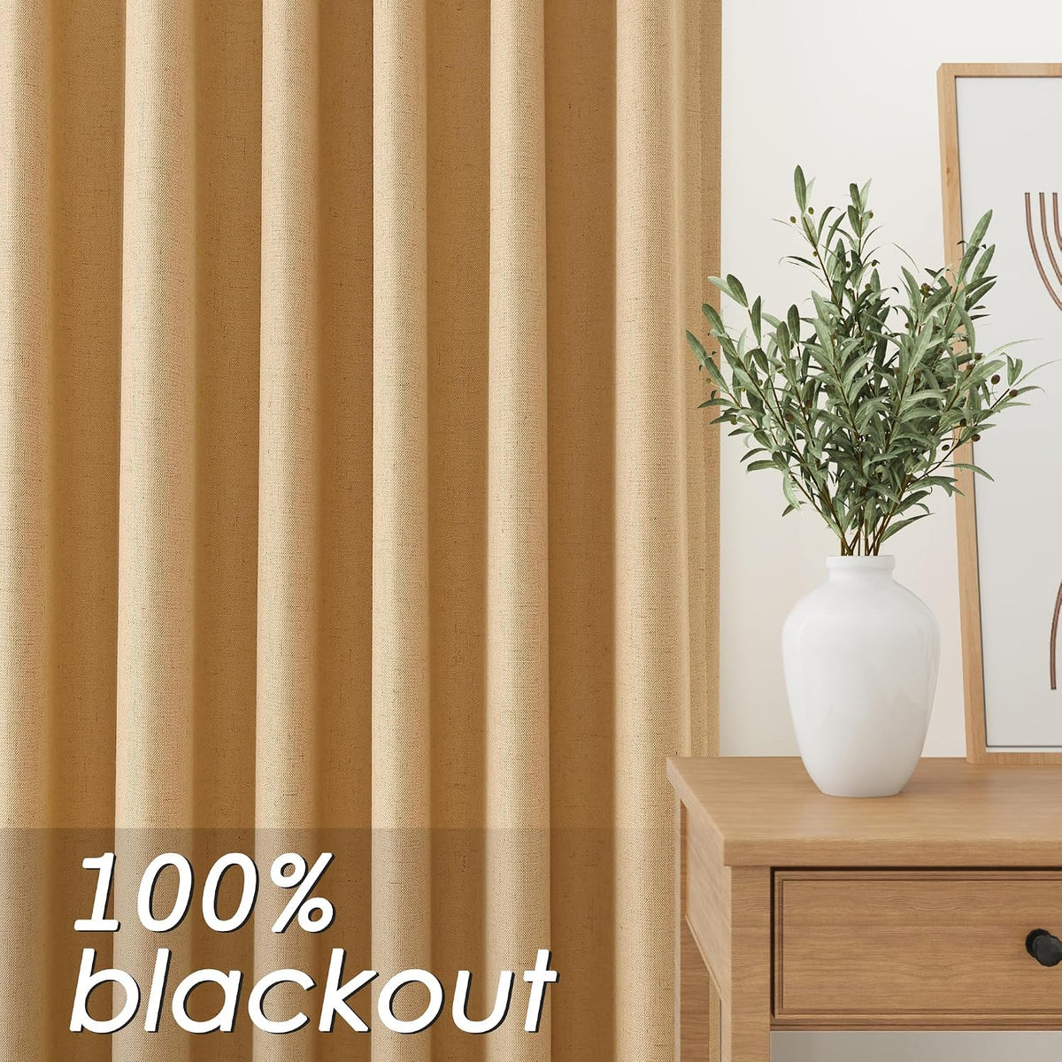 84"L x 52"W linen curtains in Camel, alternate view 6