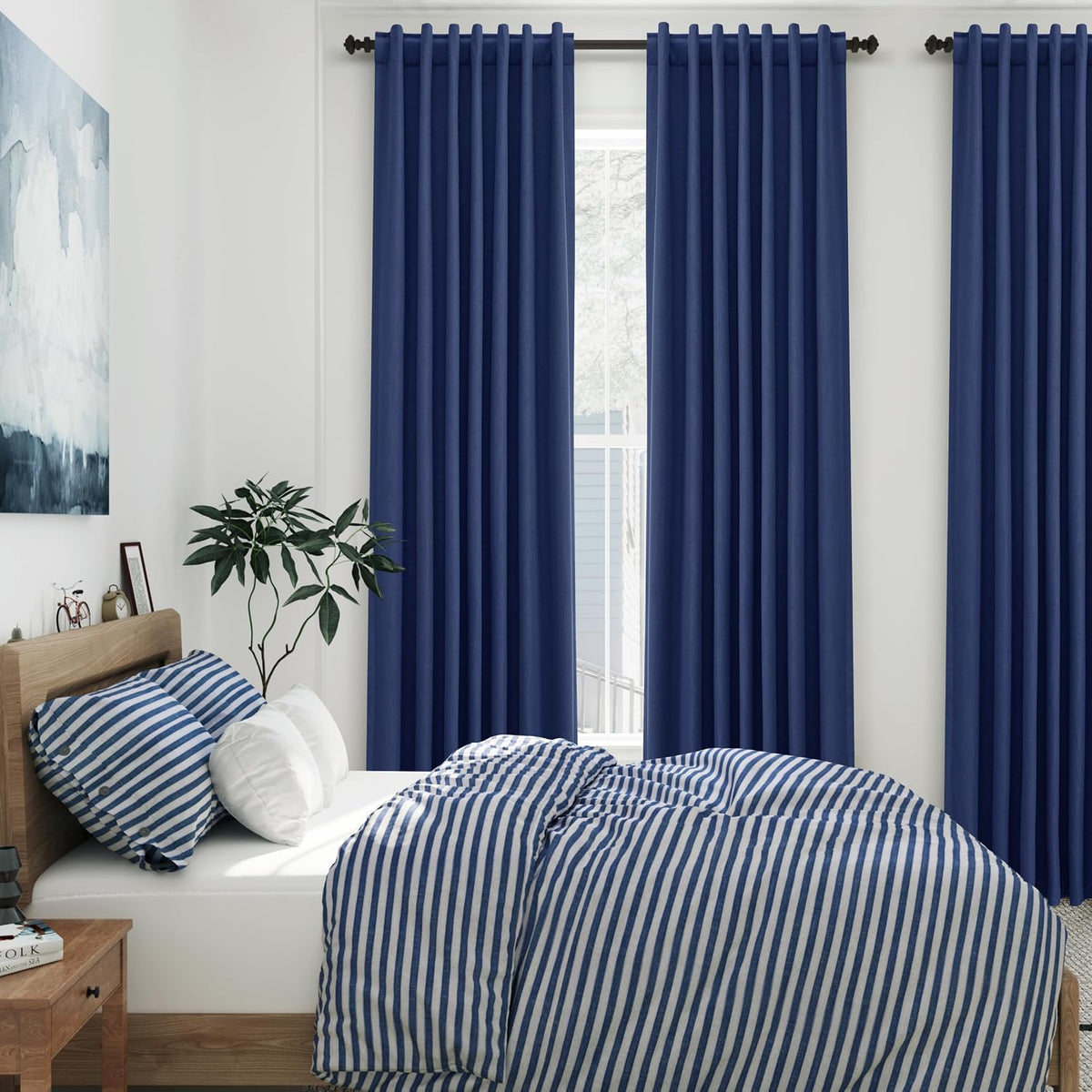 84"L x 52"W linen curtains in Classic Blue, alternate view 8