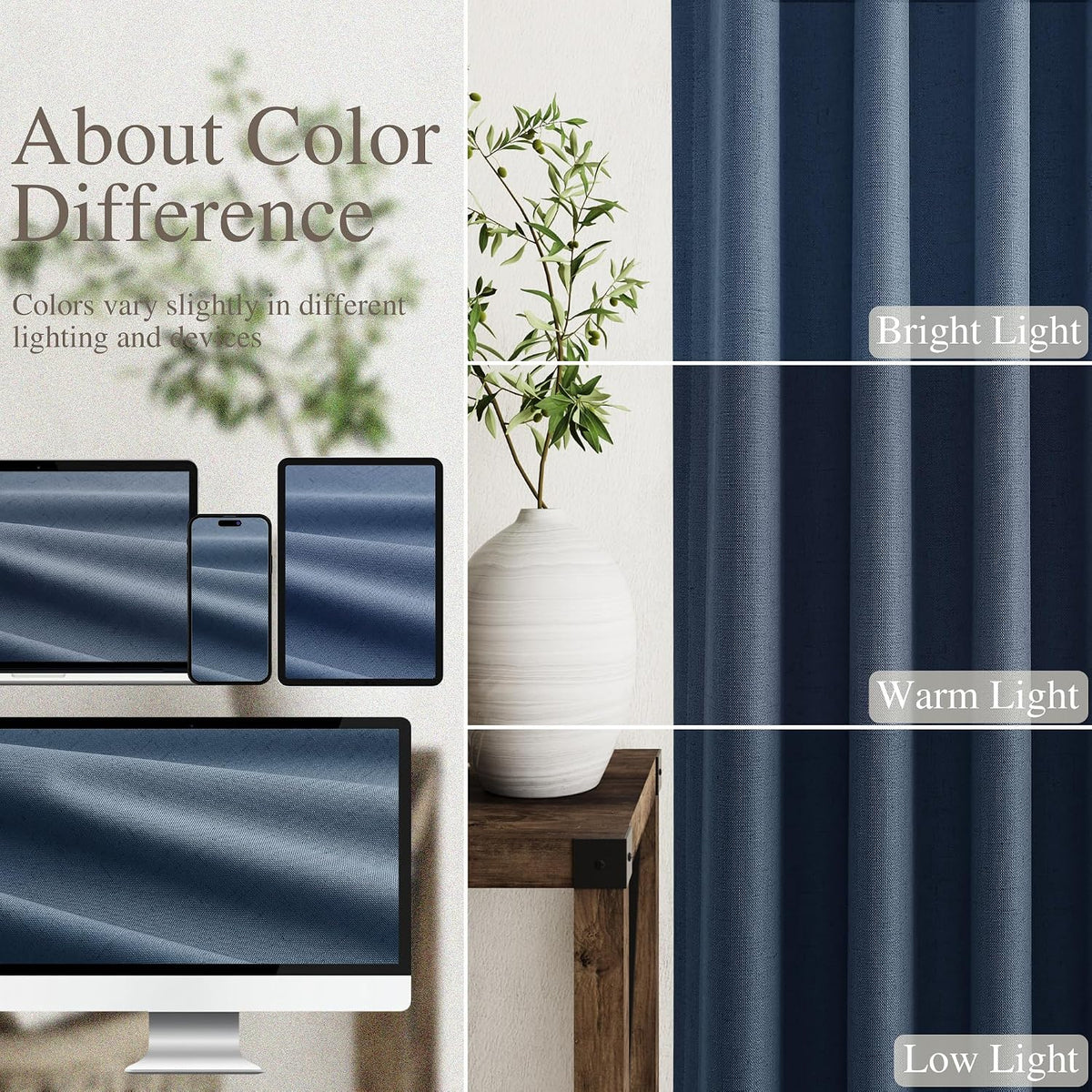 90"L x 52"W linen curtains in Denim Blue, alternate view 4