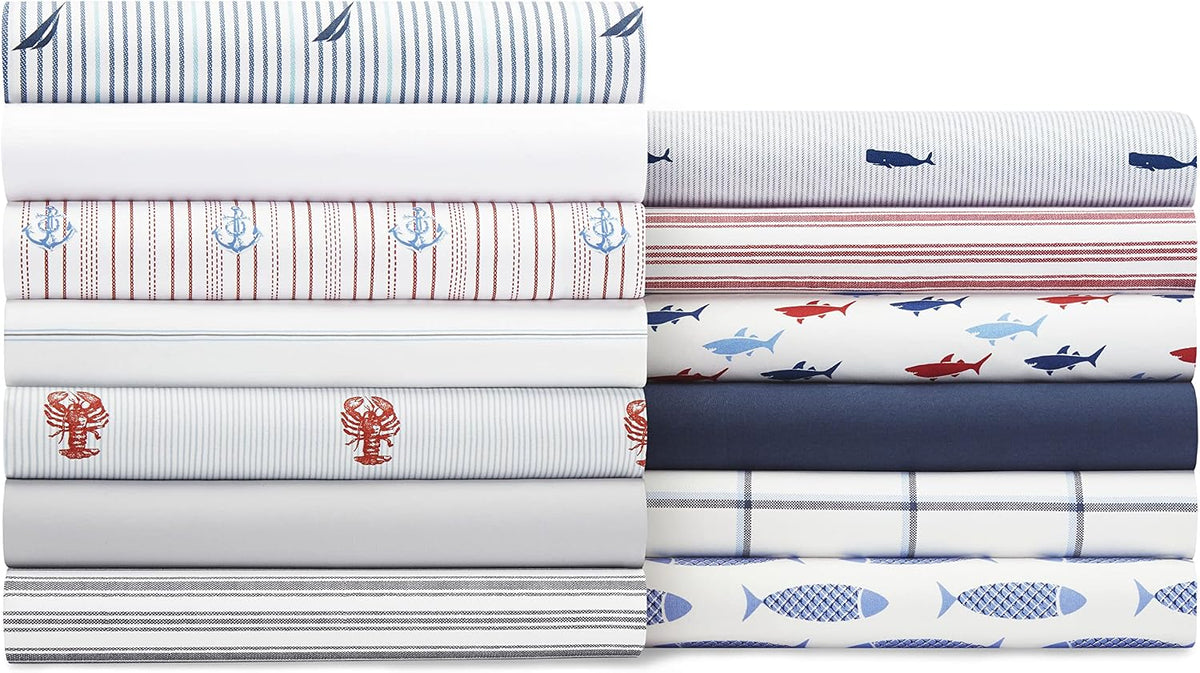 King cotton bedding sets in Woodblock Fish Blue, alternate view 6