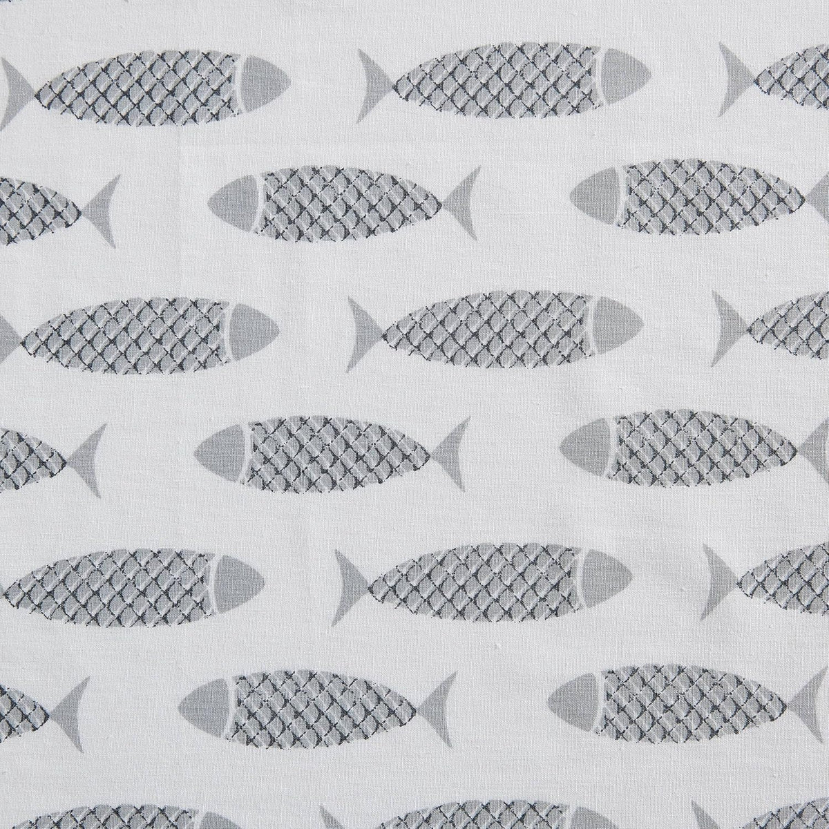 Queen cotton bedding sets in Woodblock Fish Grey, alternate view 6