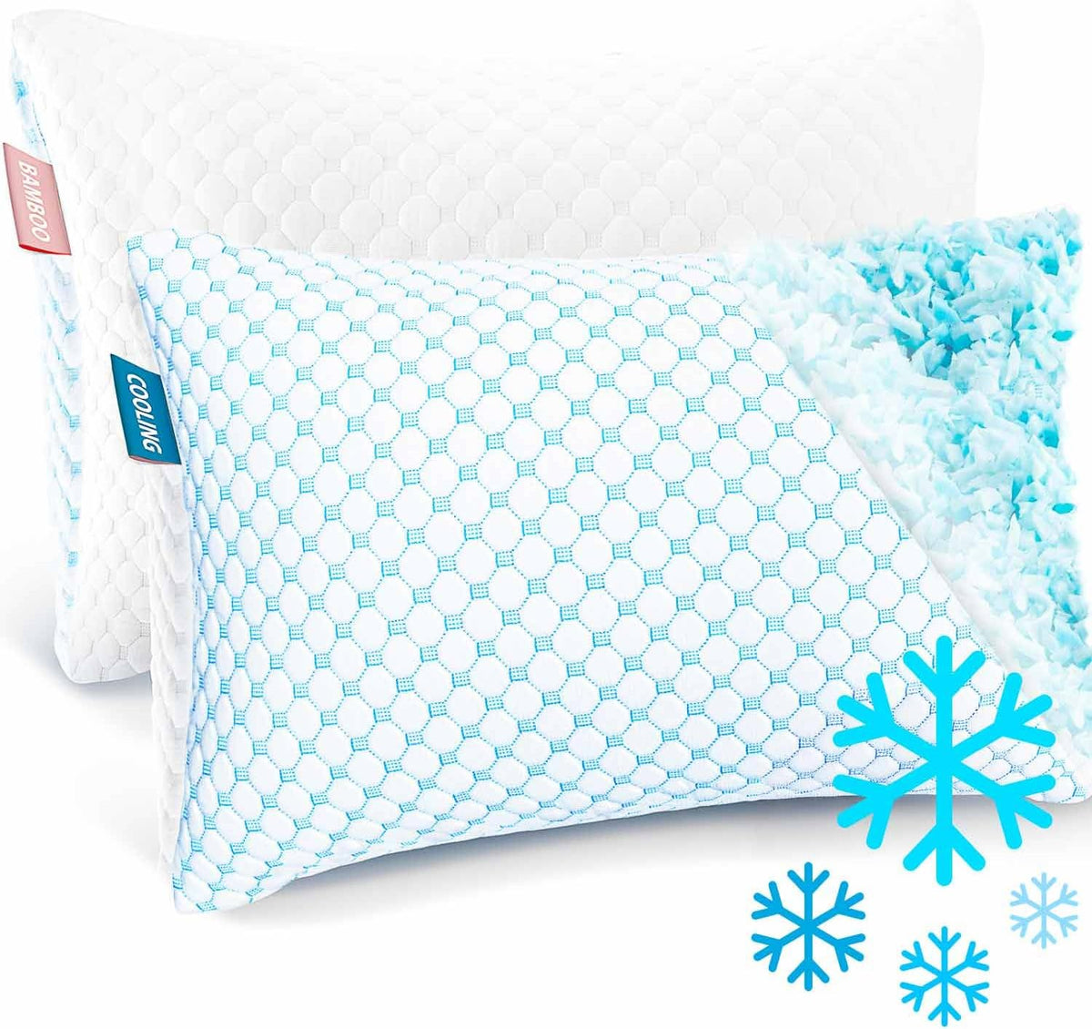 Queen memory foam pillows in White