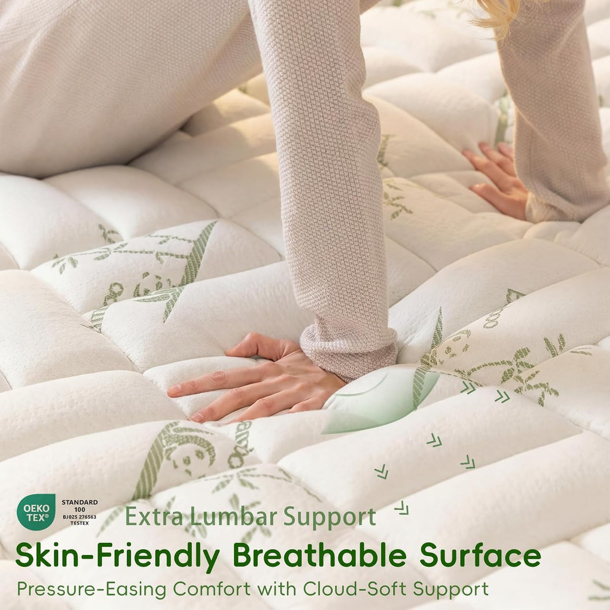 Queen polyester mattress toppers in Green, alternate view 2