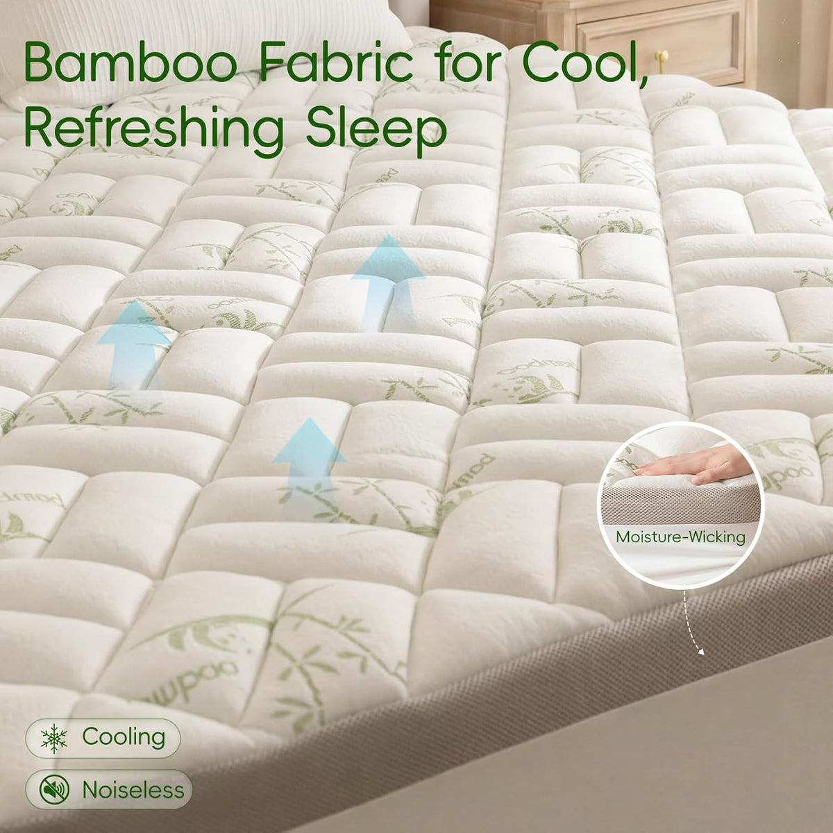 Twin XL polyester mattress toppers in Green, alternate view 3