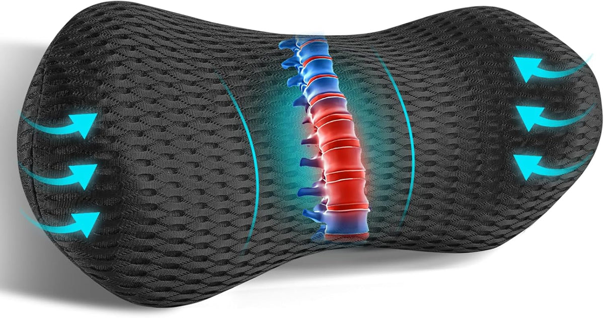 Lower back foam lumbar roll cushions in Black
