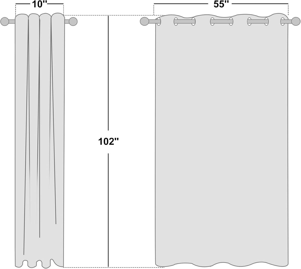 102"L x 55"W polyester curtains in Beige, alternate view 7