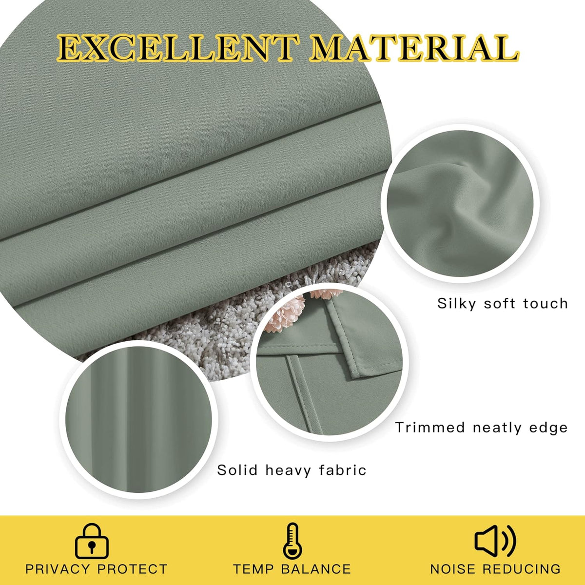 108"L x 52"W fabric curtains in Sage Green, alternate view 4