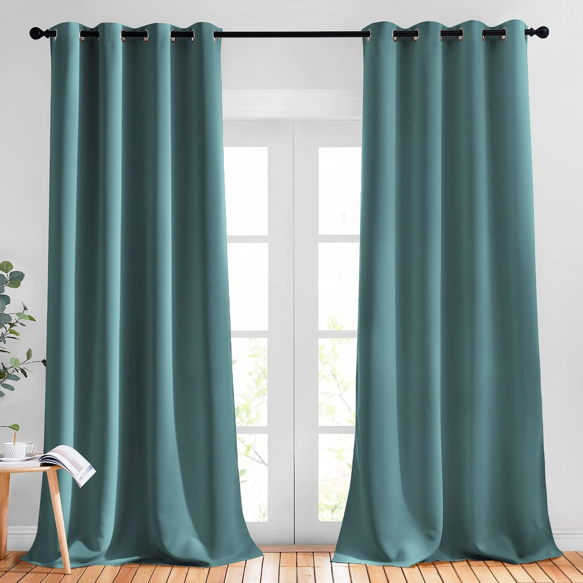 108"L x 52"W fabric curtains in Sea Teal
