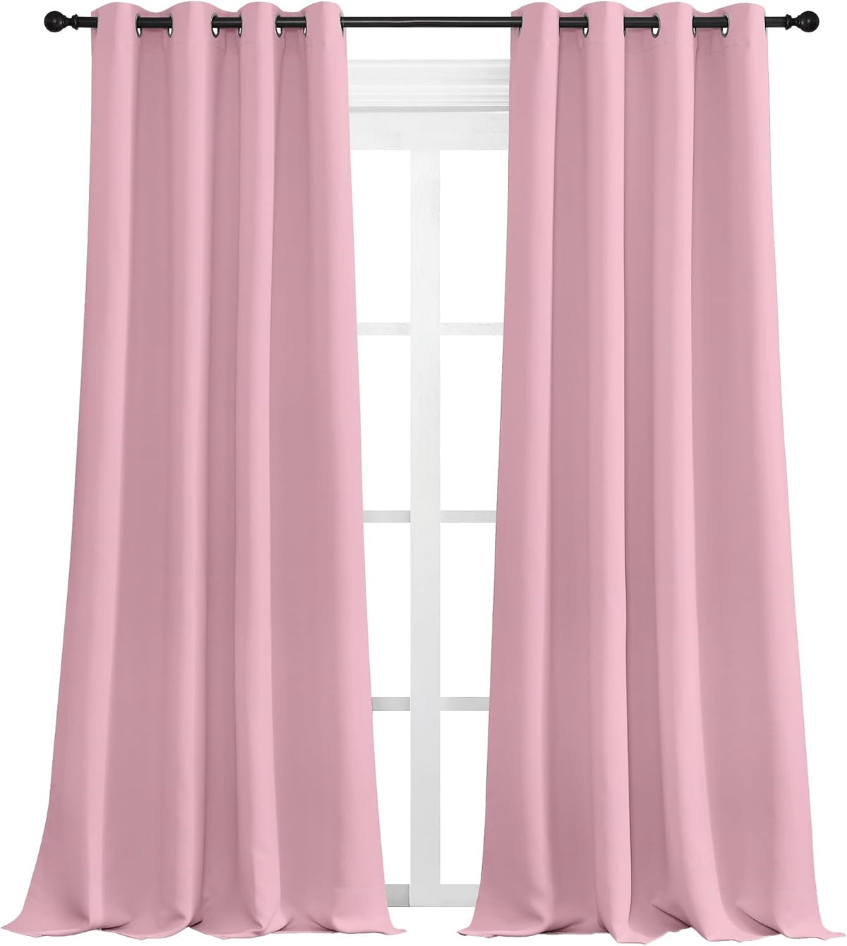 108"L x 55"W polyester curtains in Crystal Pink