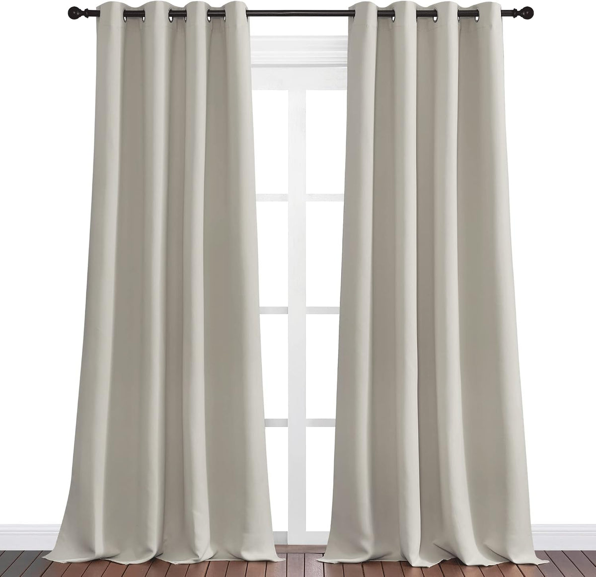 108"L x 55"W polyester curtains in Natural, alternate view 2