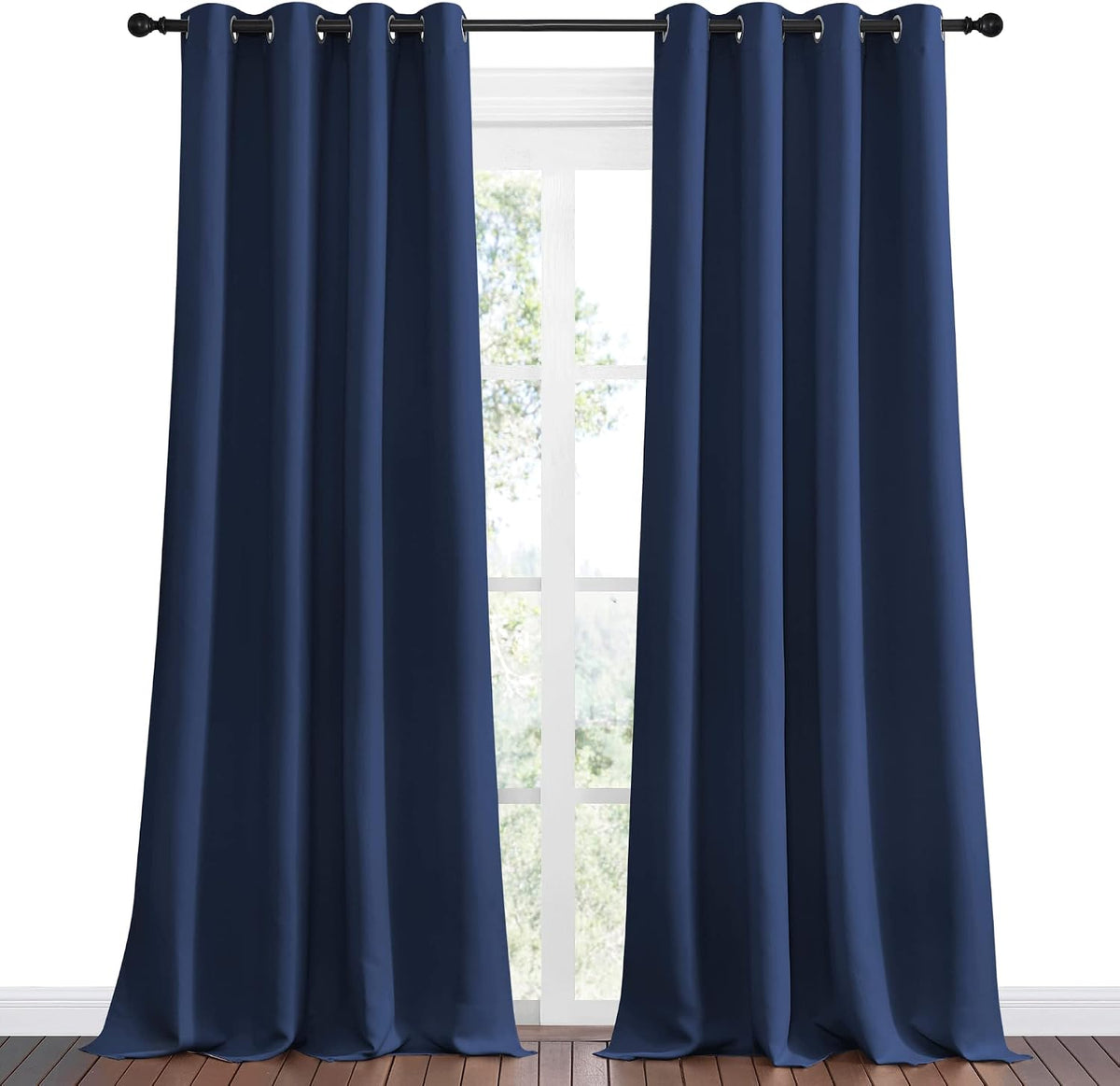 108"L x 55"W polyester curtains in Navy, alternate view 2