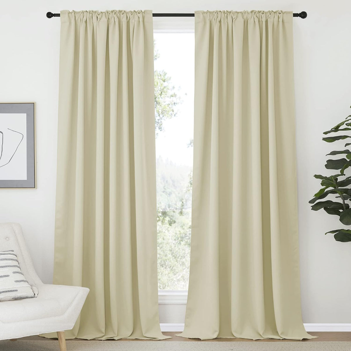 108"L x 70"W polyester curtains in Beige, alternate view 2