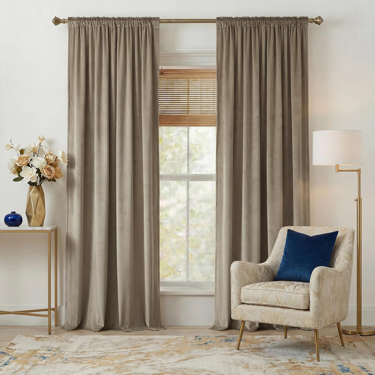 120"L x 52"W polyester curtains in Taupe, alternate view 8