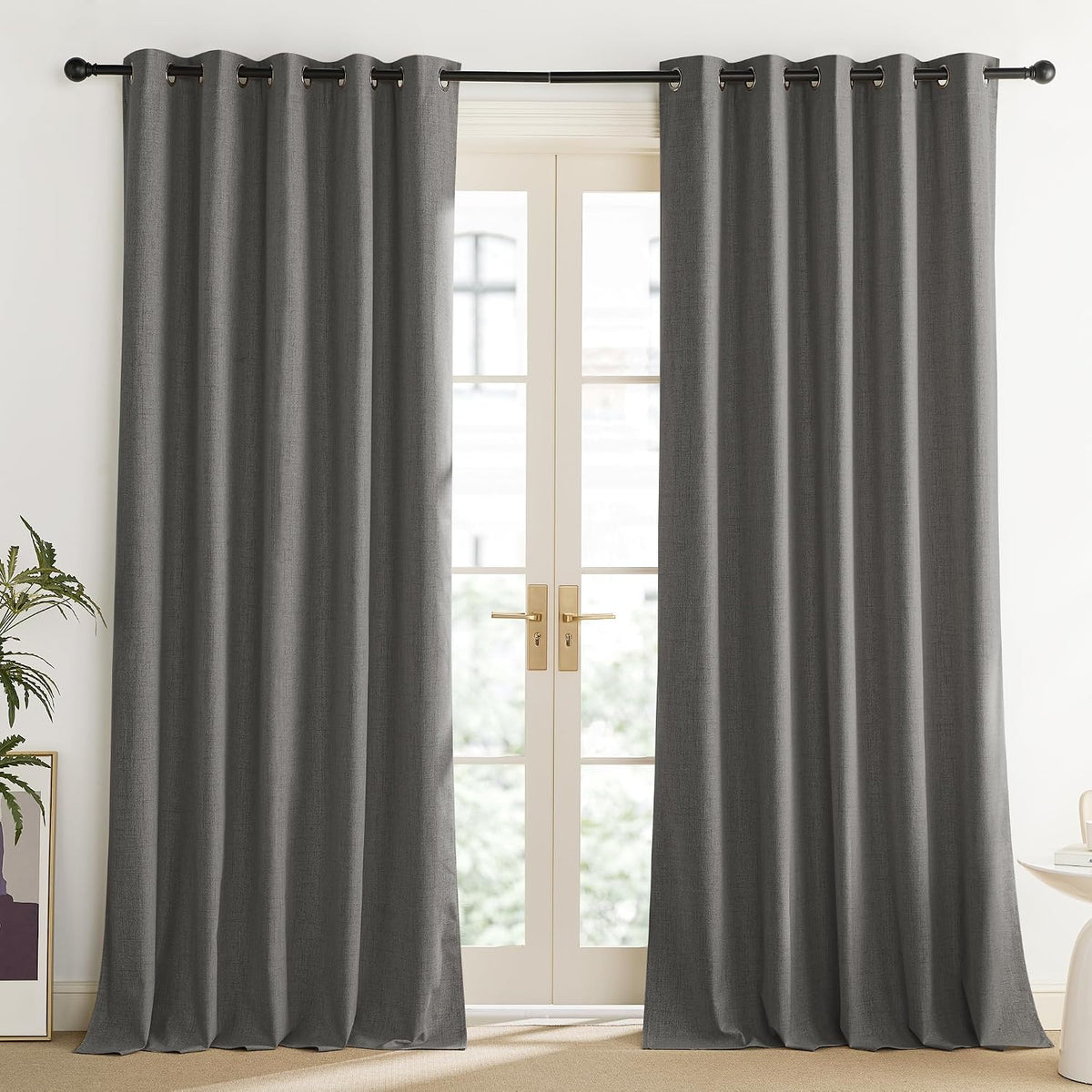 120"L x 62"W polyester curtains in Grizzle Gray, alternate view 2