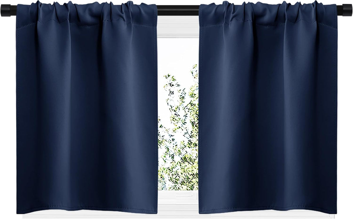 20"L x 29"W polyester curtains in Navy, alternate view 2