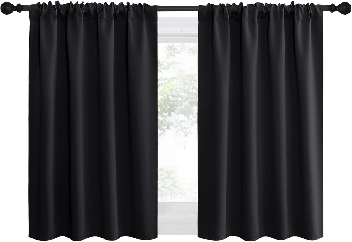 30"L x 42"W polyester curtains in Black, alternate view 2