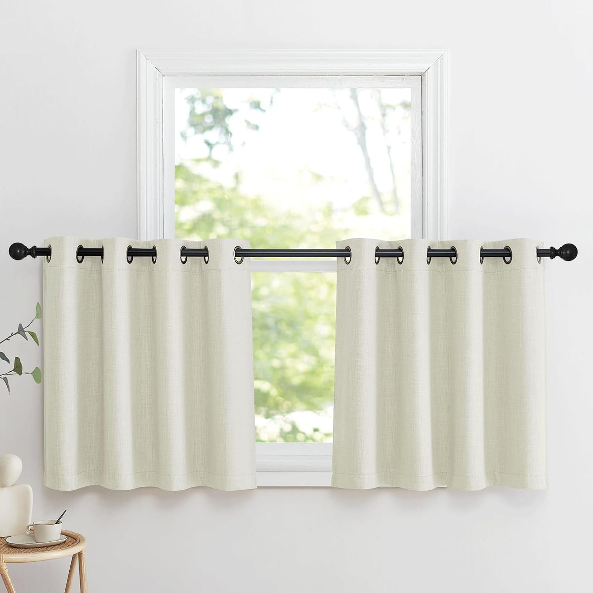 30"L x 52"W polyester curtains in Linen Natural