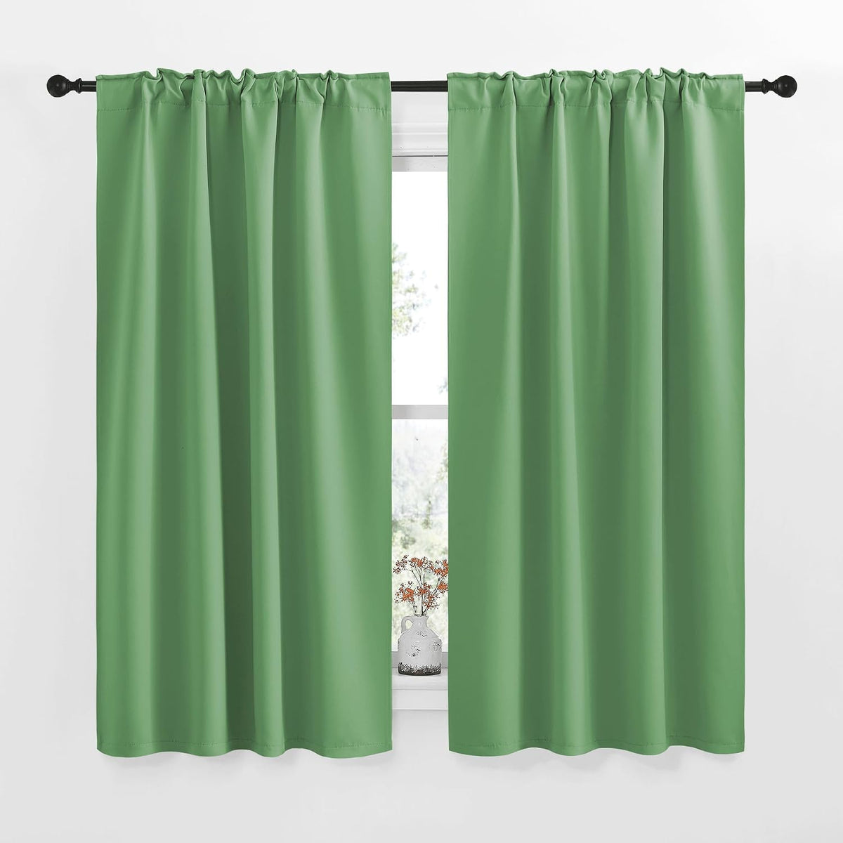 34"W x 54"L polyester curtains in Forest Green, alternate view 2
