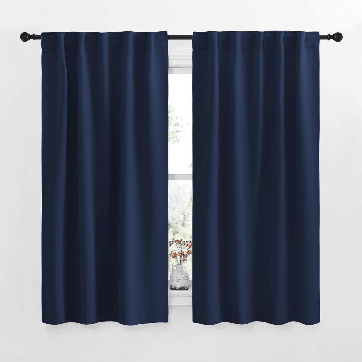 34"W x 54"L polyester curtains in Navy