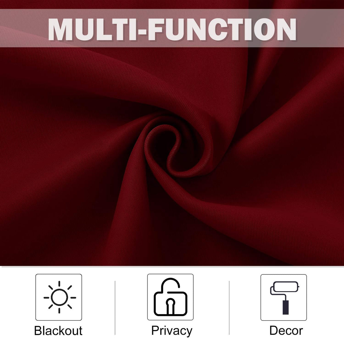 36"L x 42"W polyester curtains in Burgundy Red, alternate view 4