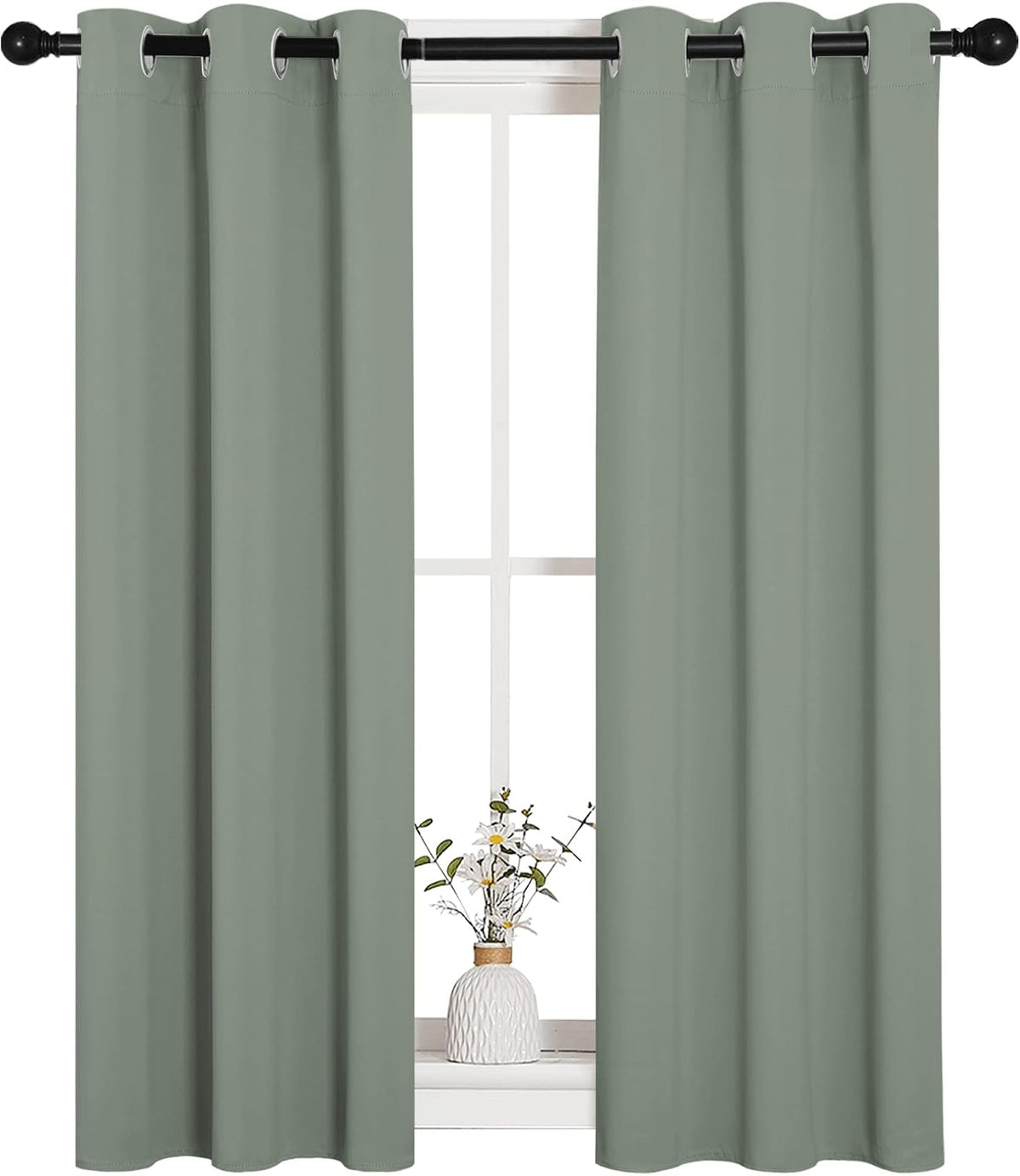 40"L x 29"W polyester curtains in Greyish Green, alternate view 2
