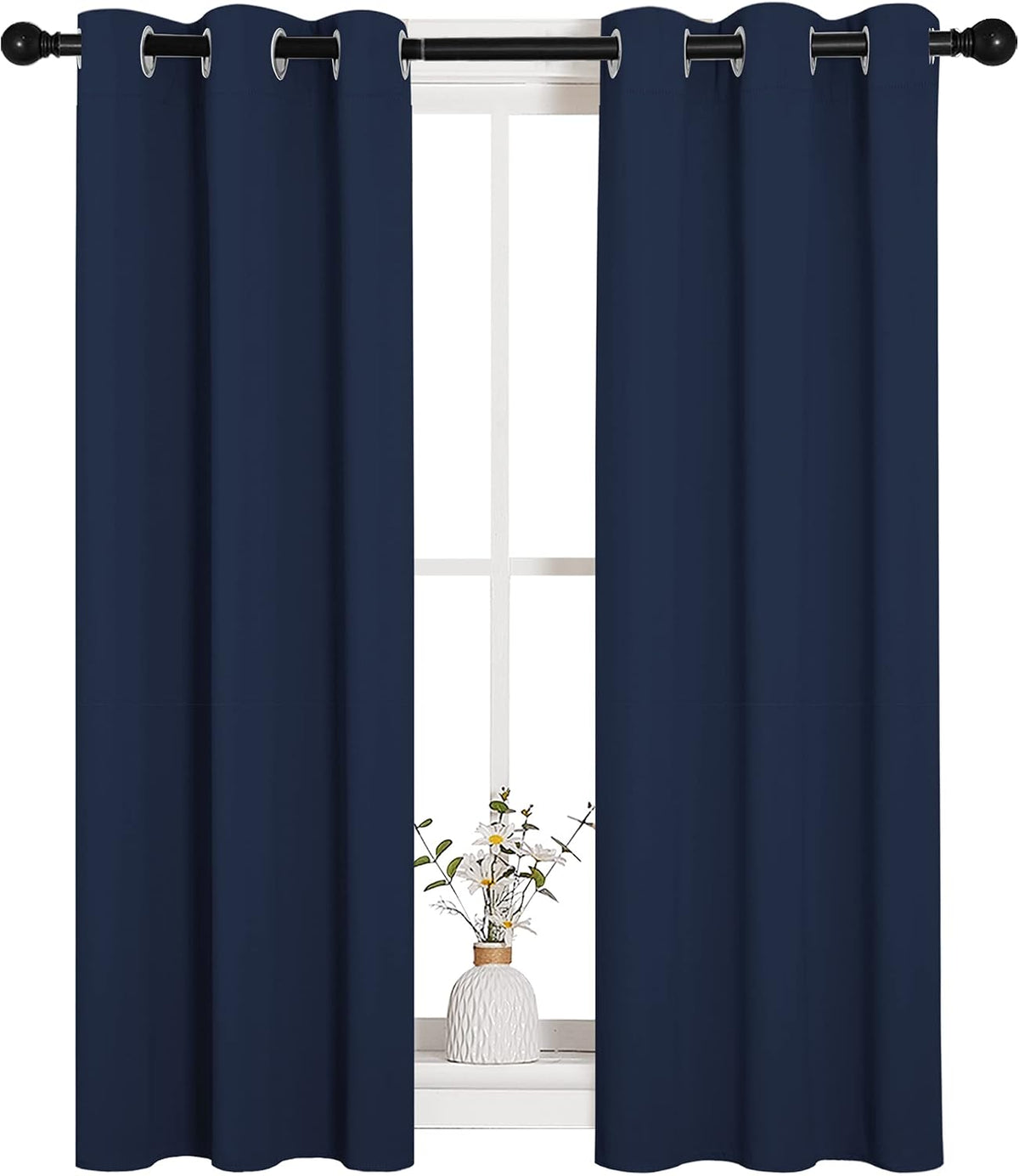 40"L x 29"W polyester curtains in Navy, alternate view 2