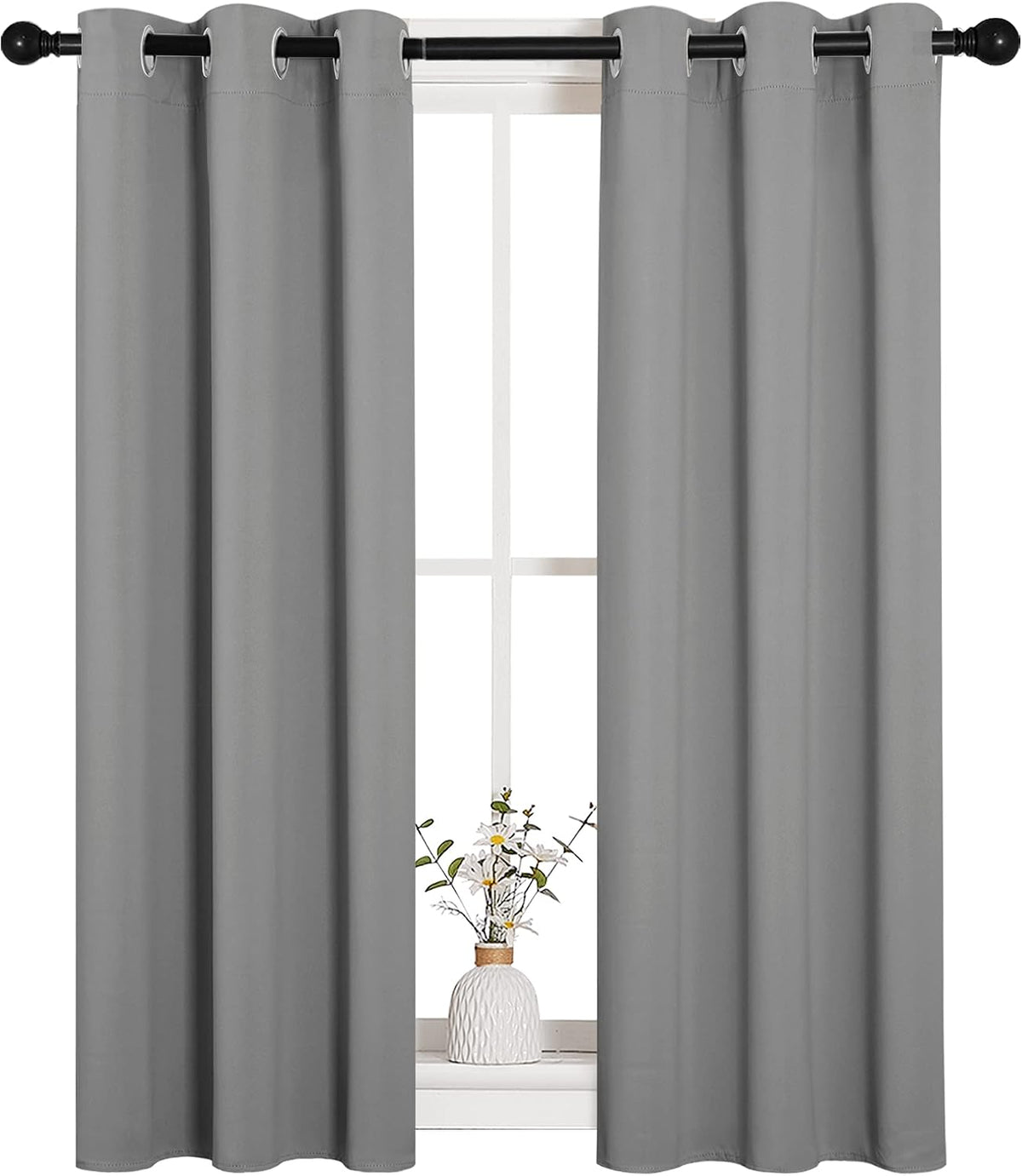 40"L x 29"W polyester curtains in Silver Grey, alternate view 2