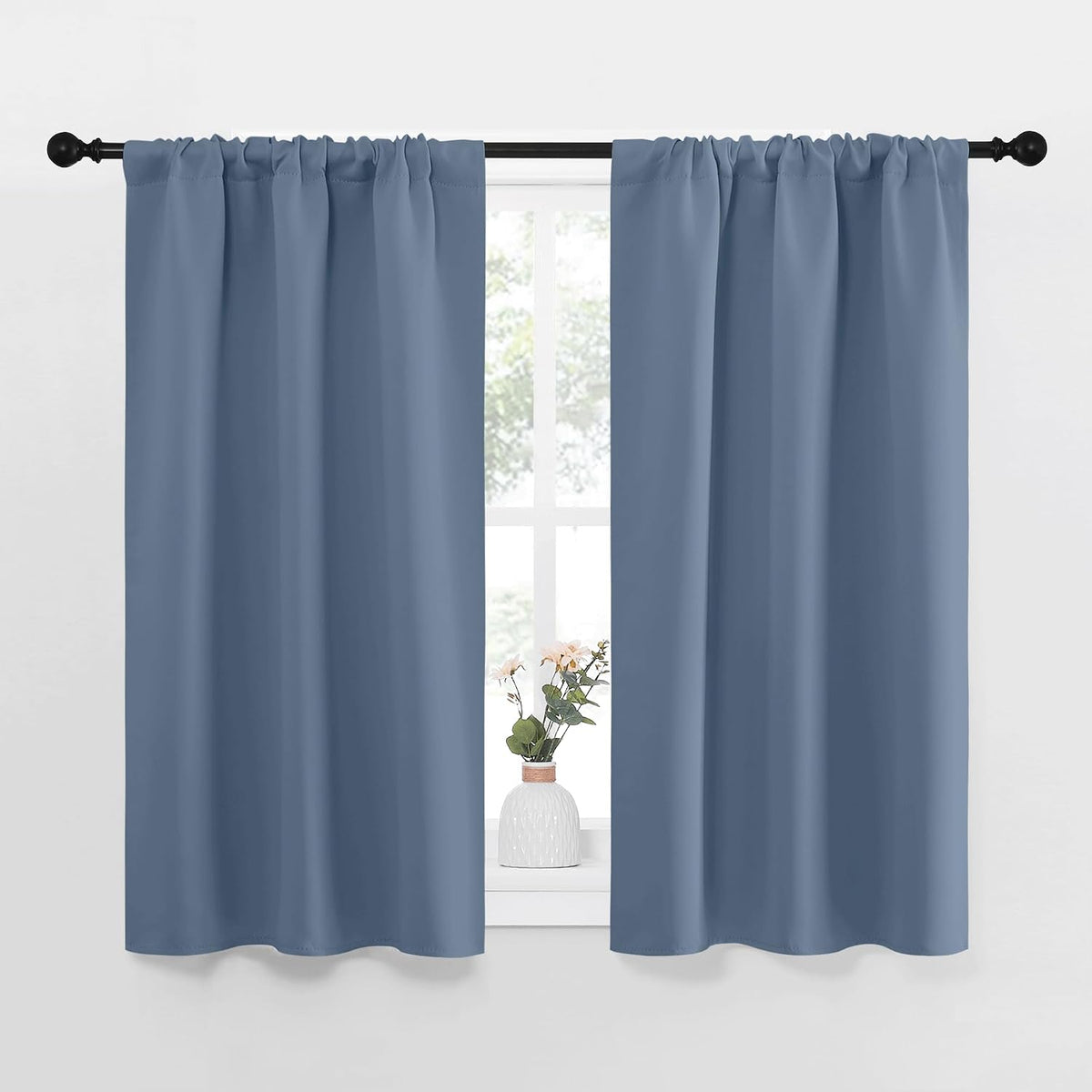 40"L x 29"W polyester curtains in Stone Blue
